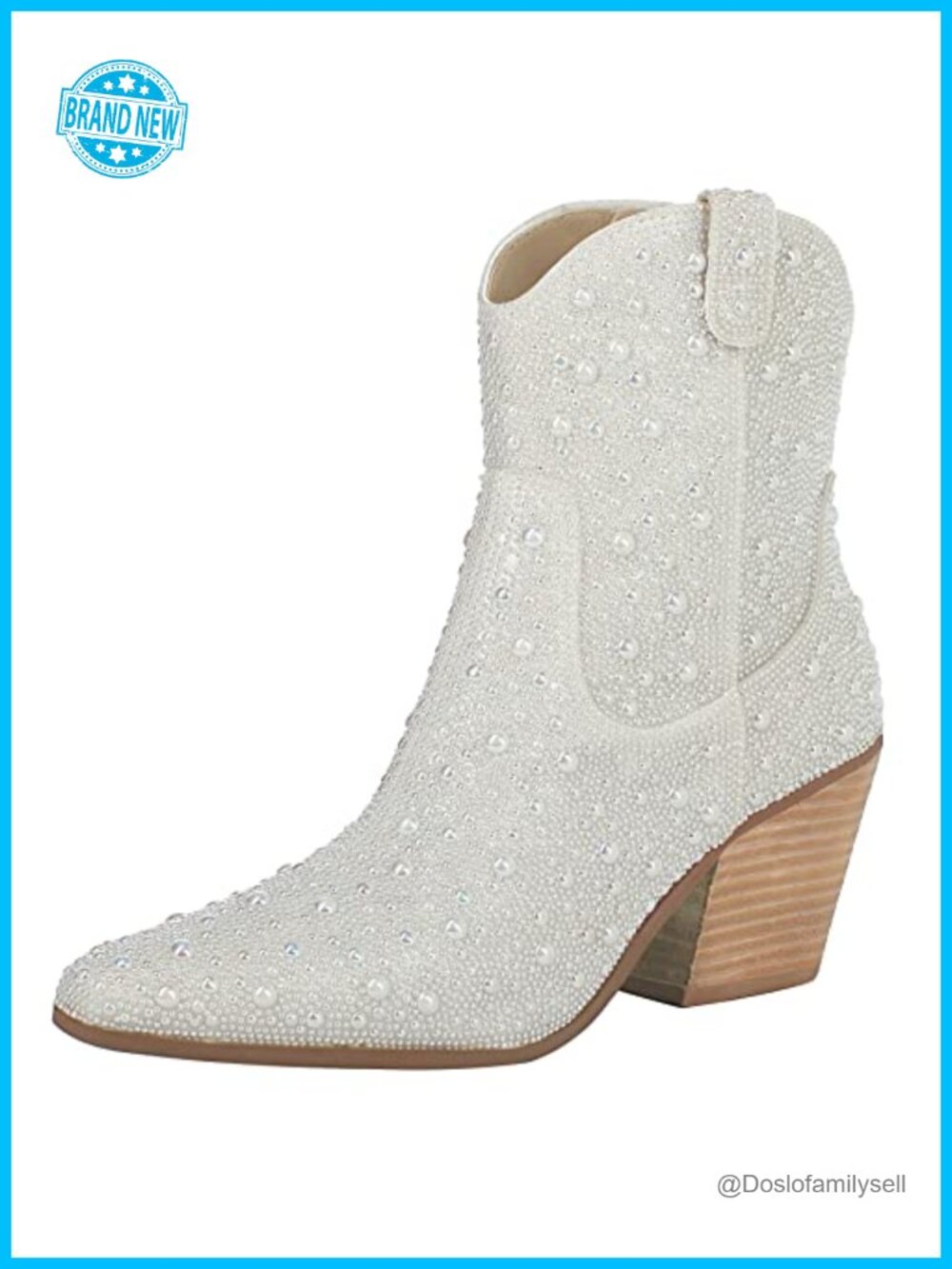 Glitter Rhinestone Chunky Heel Cowboy Ankle Boots Sparkly Cowgirl Booties
